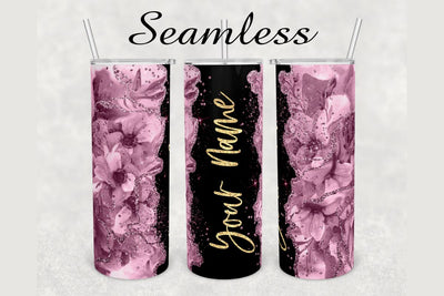 Watercolor Flower Glitter Marble Tumbler sublimation design 20 oz skinny tumbler wrap Sublimation BambinaCreations 