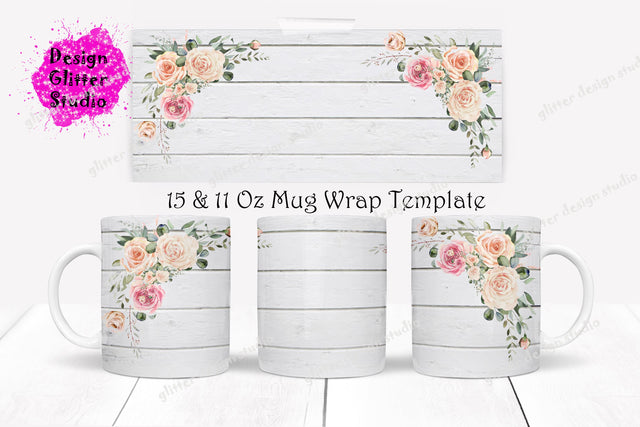 Watercolor Flowers Coffee Mug Design Sublimation,11Oz Mug -15Oz Mug PNG Mug Templates,Floral Mug Wrap Sublimation,Full Mug Designs Wrap PNG Sublimation ArtStudio 