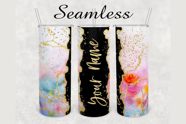 Watercolor Flowers Marble Tumbler sublimation design 20 oz skinny tumbler wrap Sublimation BambinaCreations 