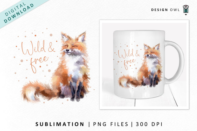 Watercolor Fox - Boho Sublimation PNG Sublimation Design Owl 