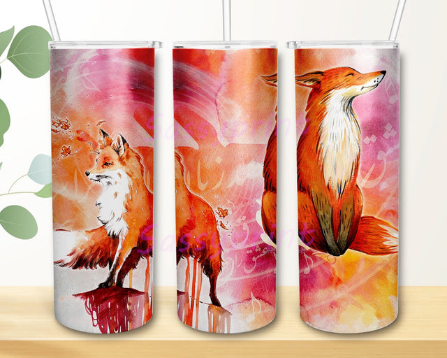 Watercolor Fox Tumbler PNG, Watercolor Fox Skinny Tumbler Wrap Sublimation Design 20oz, Watercolor fox Skinny Tumbler Sublimation Design Sublimation sassyprint 