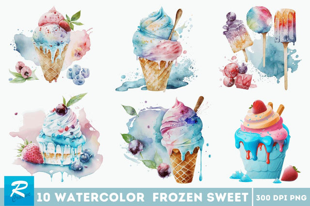 Watercolor Frozen Sweet Clipart Bundle Sublimation Regulrcrative 