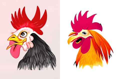 Watercolor Funny Chicken Clipart Bundle Sublimation Regulrcrative 