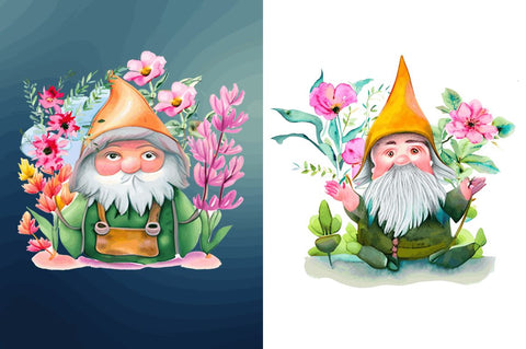 Watercolor Garden Gnome Clipart Bundle SVG Regulrcrative 