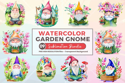 Watercolor Garden Gnome Clipart Bundle SVG Regulrcrative 