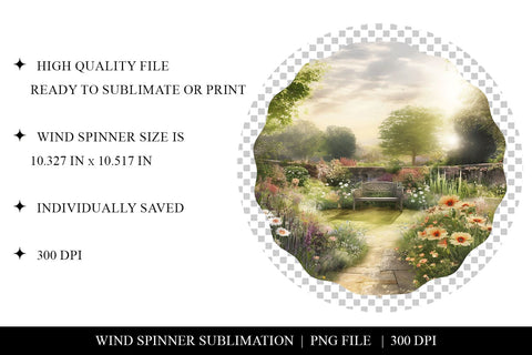 Watercolor Garden Wind Spinner Sublimation Design Sublimation BijouBay 