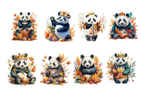 Watercolor Giant Panda Clipart Bundle Sublimation Rupkotha 