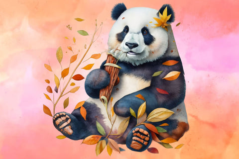 Watercolor Giant Panda Clipart Bundle Sublimation Rupkotha 