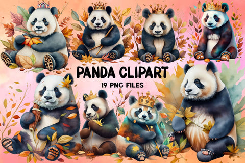 Watercolor Giant Panda Clipart Bundle Sublimation Rupkotha 