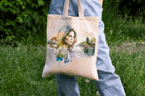 Watercolor Girl by the River Clipart Bundle Sublimation Regulrcrative 