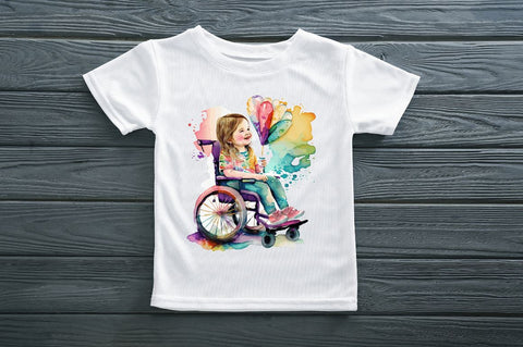 Watercolor Girl with Disability Clipart Bundle Sublimation Regulrcrative 