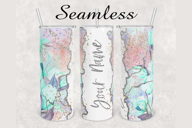Watercolor Glitter Marble Tumbler sublimation design 20 oz skinny tumbler wrap Sublimation BambinaCreations 