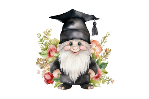 Watercolor Gnome Graduate Clipart Bundle Sublimation Regulrcrative 