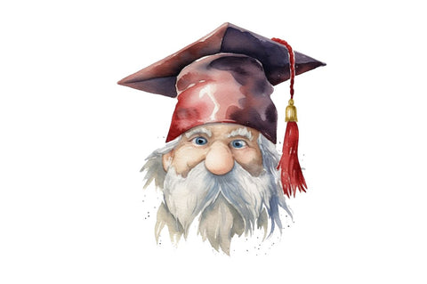 Watercolor Gnome Graduate Clipart Bundle Sublimation Regulrcrative 
