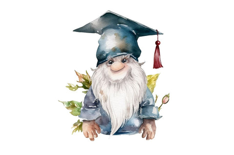Watercolor Gnome Graduate Clipart Bundle Sublimation Regulrcrative 
