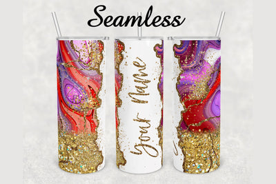 Watercolor Gold Glitter Agate Tumbler sublimation design 20 oz skinny tumbler wrap Sublimation BambinaCreations 