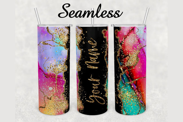 Watercolor Gold Glitter Agate Tumbler sublimation design 20 oz skinny tumbler wrap Sublimation BambinaCreations 