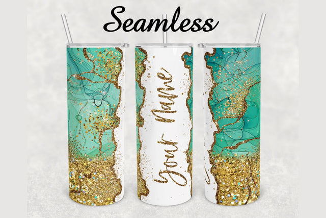 Watercolor Gold Glitter Agate Tumbler sublimation design 20 oz skinny tumbler wrap Sublimation BambinaCreations 