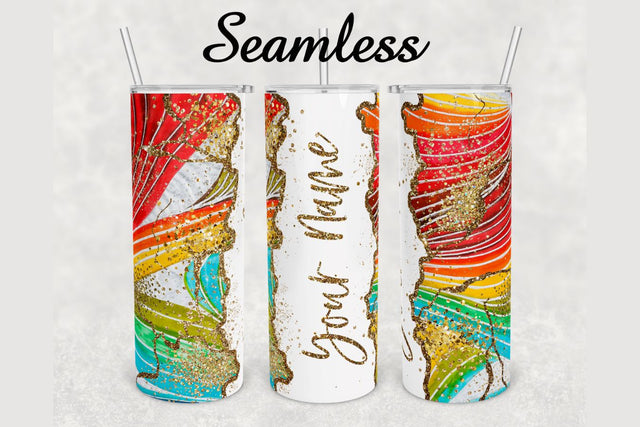 Watercolor Gold Glitter Agate Tumbler sublimation design 20 oz skinny tumbler wrap Sublimation BambinaCreations 