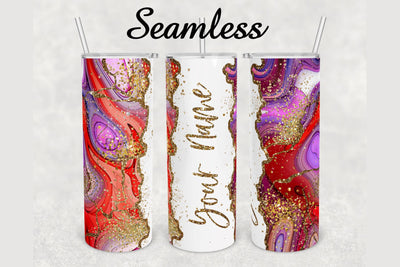 Watercolor Gold Glitter Agate Tumbler sublimation design 20 oz skinny tumbler wrap Sublimation BambinaCreations 