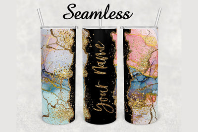 Watercolor Gold Glitter Agate Tumbler sublimation design 20 oz skinny tumbler wrap Sublimation BambinaCreations 