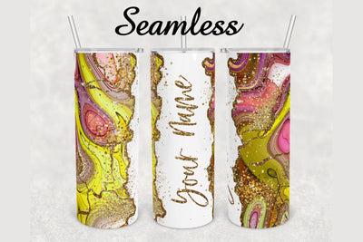 Watercolor Gold Glitter Agate Tumbler sublimation design 20 oz skinny tumbler wrap Sublimation BambinaCreations 