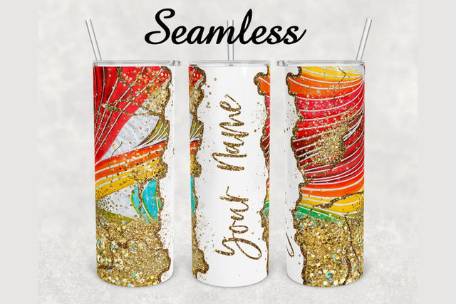 Watercolor Gold Glitter Agate Tumbler sublimation design 20 oz skinny tumbler wrap Sublimation BambinaCreations 