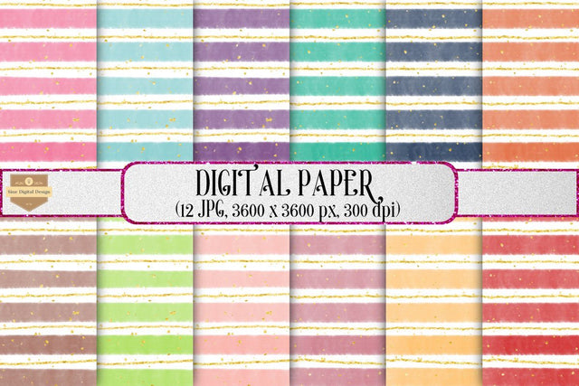 Watercolor Gold Glitter Digital Paper Backgrounds Pack Digital Pattern SineDigitalDesign 