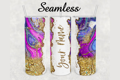 Watercolor Gold Glitter Marble Tumbler sublimation design 20 oz skinny tumbler wrap Sublimation BambinaCreations 