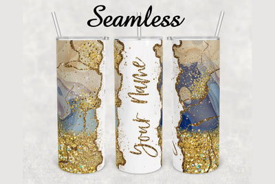 Watercolor Gold Glitter Marble Tumbler sublimation design 20 oz skinny tumbler wrap Sublimation BambinaCreations 