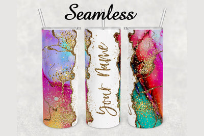 Watercolor Gold Glitter Marble Tumbler sublimation design 20 oz skinny tumbler wrap Sublimation BambinaCreations 