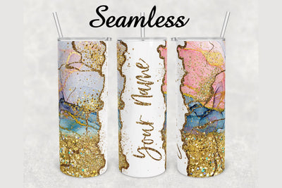 Watercolor Gold Glitter Marble Tumbler sublimation design 20 oz skinny tumbler wrap Sublimation BambinaCreations 