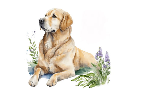 Watercolor Golden Dog Clipart Sublimation Regulrcrative 