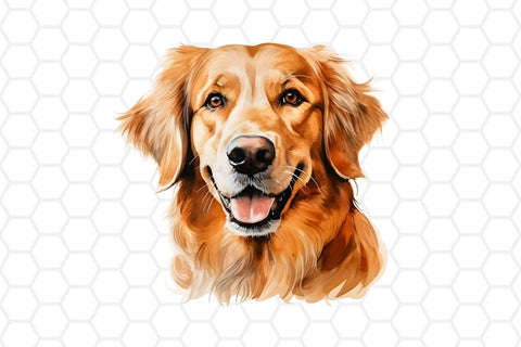 Watercolor Golden Retriever Clipart PNG Sublimation DreanArtDesign 
