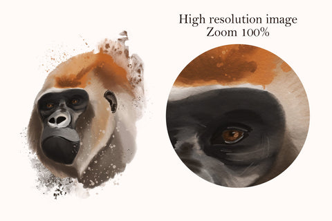 Watercolor gorilla painting, animal print art, sublimation Sublimation LuckyTurtleArt 