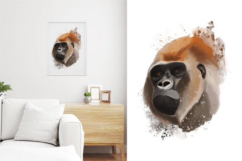 Watercolor gorilla painting, animal print art, sublimation Sublimation LuckyTurtleArt 