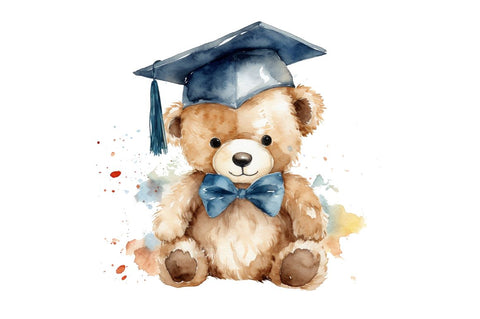 Watercolor Graduate Teddy Bear Clipart Bundle Sublimation Regulrcrative 