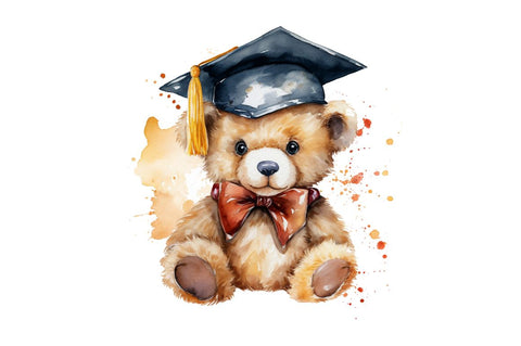 Watercolor Graduate Teddy Bear Clipart Bundle Sublimation Regulrcrative 