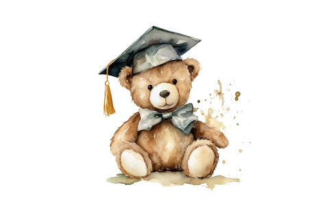 Watercolor Graduate Teddy Bear Clipart Bundle Sublimation Regulrcrative 