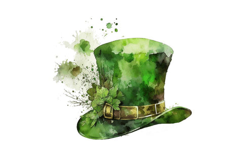 Watercolor Green Hat St.Patrick's Day Clipart Bundle Sublimation Regulrcrative 