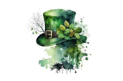 Watercolor Green Hat St.Patrick's Day Clipart Bundle Sublimation Regulrcrative 