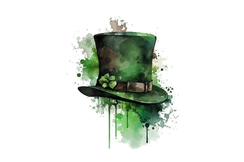 Watercolor Green Hat St.Patrick's Day Clipart Bundle Sublimation Regulrcrative 