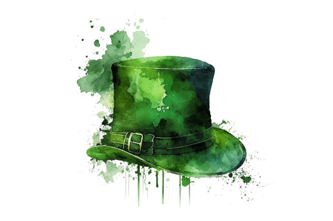 Watercolor Green Hat St.Patrick's Day Clipart Bundle Sublimation Regulrcrative 