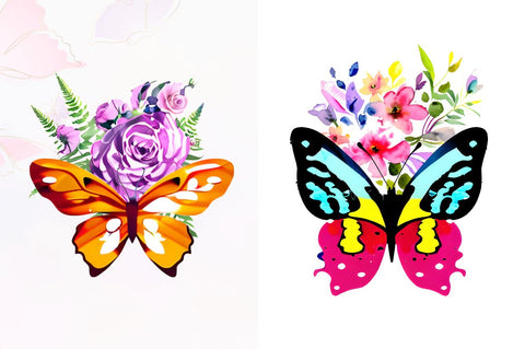 Watercolor Groovy Butterflies Floral Sublimation Bundle Sublimation Regulrcrative 