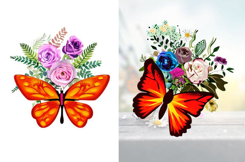 Watercolor Groovy Butterflies Floral Sublimation Bundle Sublimation Regulrcrative 