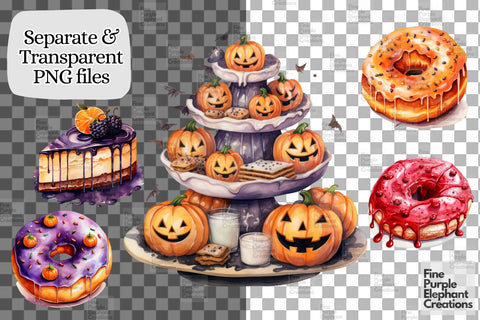 Watercolor Halloween Dessert Sublimation Fine Purple Elephant Creations 
