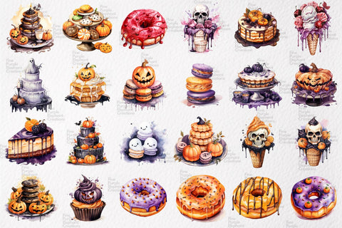 Watercolor Halloween Dessert Sublimation Fine Purple Elephant Creations 