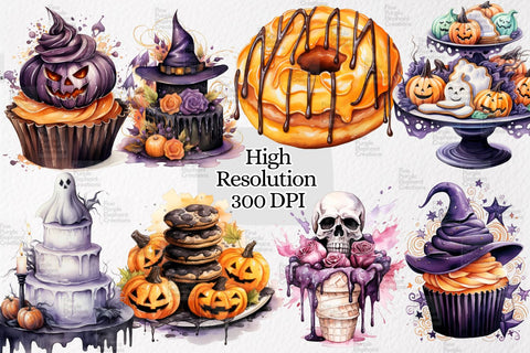 Watercolor Halloween Dessert Sublimation Fine Purple Elephant Creations 