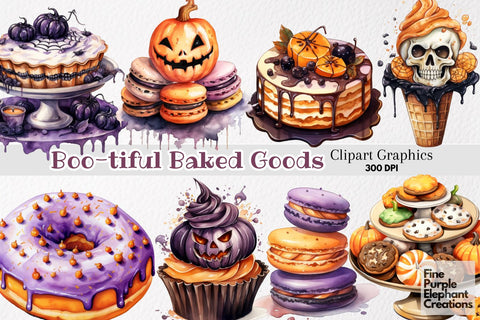 Watercolor Halloween Dessert Sublimation Fine Purple Elephant Creations 