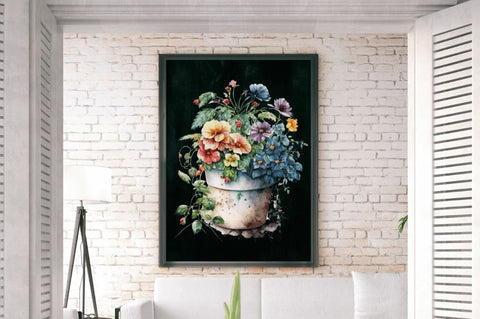 Watercolor Hand Draw Flowers Pot Clipart Sublimation Regulrcrative 